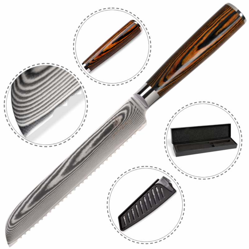 Wolfblood Damascus Bread Knife XL (32 cm)